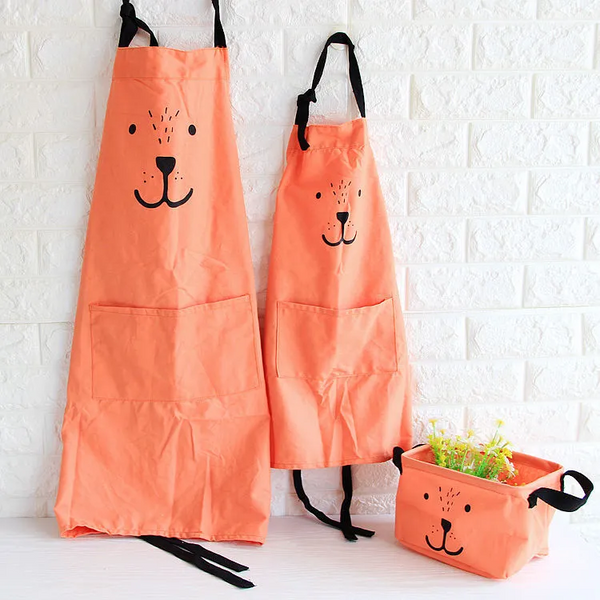 Mom and Me Cooking Pinafore Adjustable Apron Set (Orange)