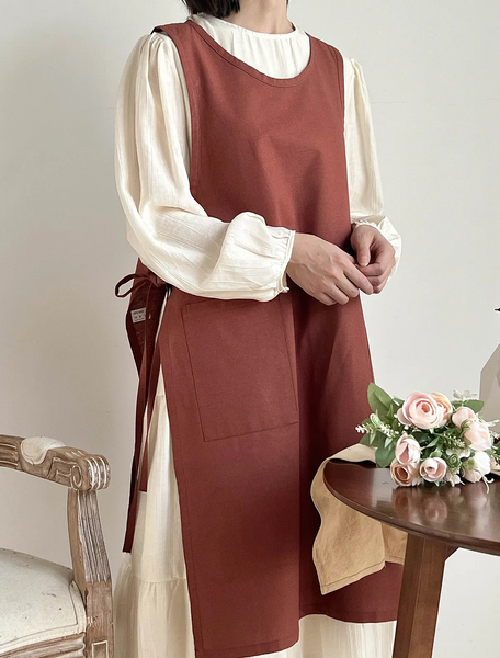 Waterproof Korean Mommy Apron (Plain Rust)