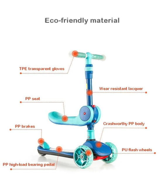 Foldable Scooter With Rotating Seat - Pink