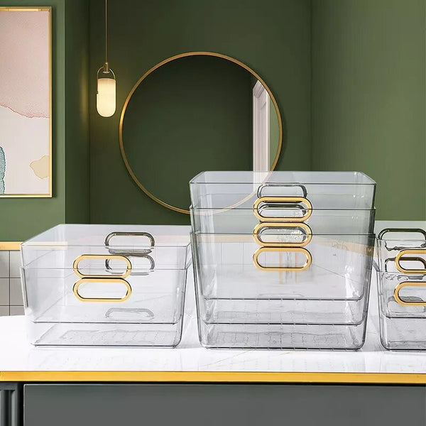 Acrylic Transparent Storage Organizer Box with Hold handles