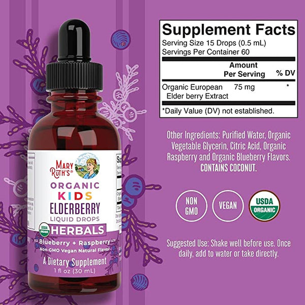 Organic Kids Elderberry Liquid Drops- 1oz