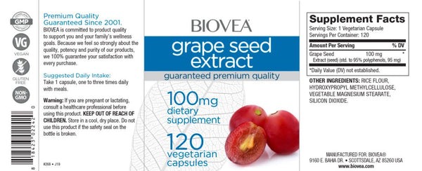 Grape Seed Extract (100mg) - 120 Capsules (For Blood Circulation & Anti Inflammatory)