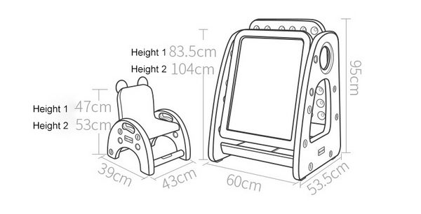 Multifunctional Drawing Board with Book Shelf, Storage ( With Gift Set)