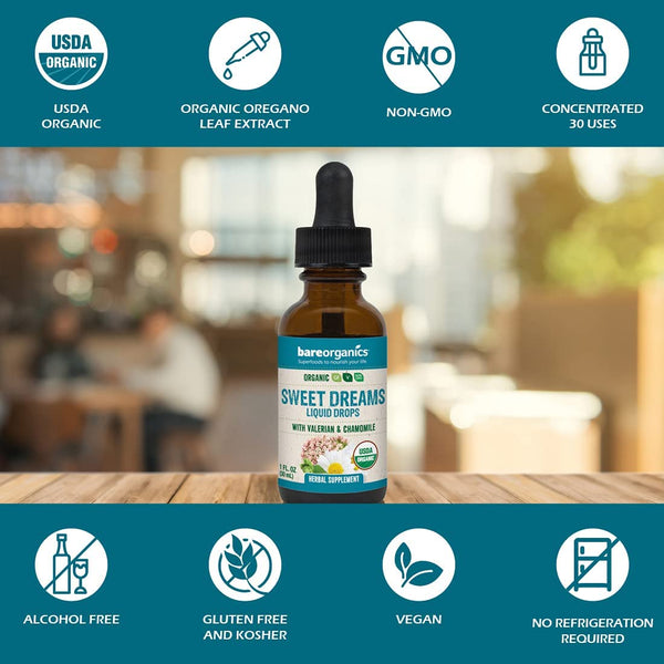 Organic Sweet Dreams (Sleep Support) Liquid Herbal Drops - 1 fl oz - 30ml