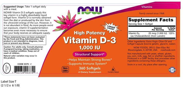 Vitamin D-3 (1,000 IU) - 360 Softgels