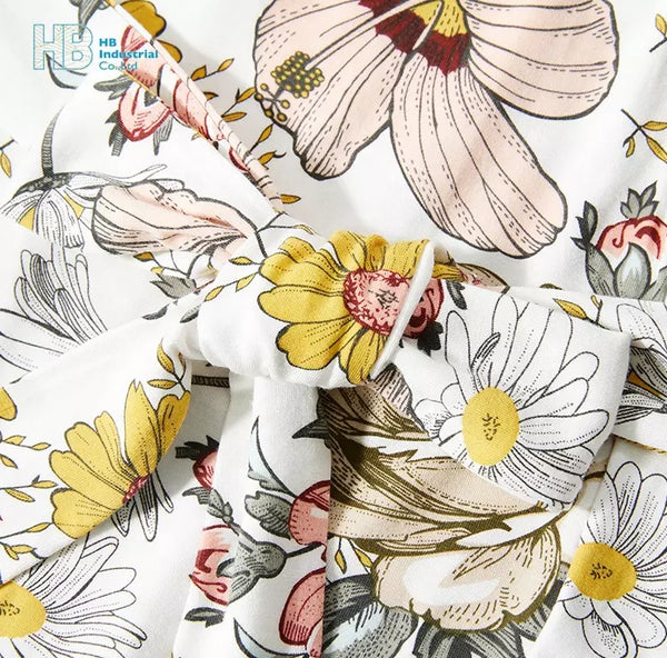 Muslin Bamboo Maternity Robe and Infant Swaddle Set - Autumn Floral