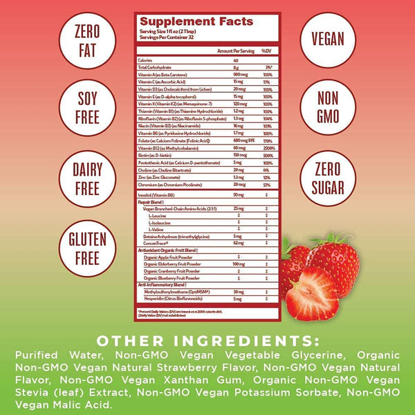 Liquid Morning VEGAN Multivitamin Essentials + (32oz) - Strawberry