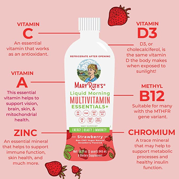 Liquid Morning VEGAN Multivitamin Essentials + (32oz) - Strawberry