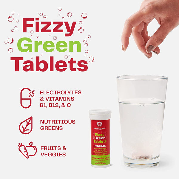 Effervescent GSF Hydrate - Plant Based On-The-Go Drink 10 Tablets - Watermelon Lime