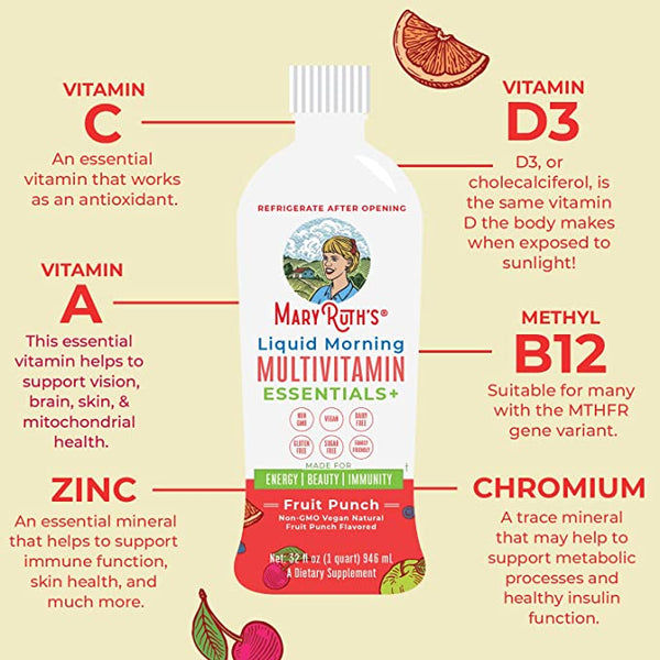 Liquid Morning VEGAN Multivitamin Essentials + (32oz) - Fruit Punch
