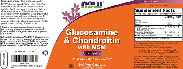 Glucosamine & Chondroitin Plus MSM for Joints - 180 Capsules