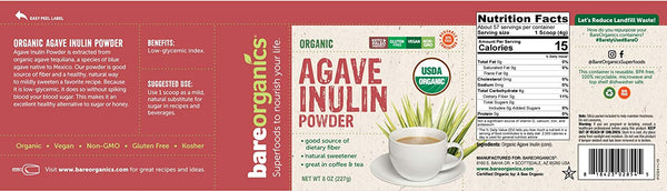 USA-Imported Organic Agave Inulin Powder - 8oz - 227g