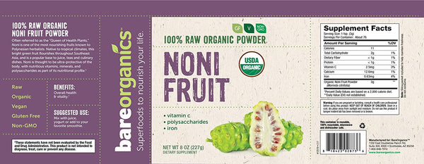 USA-Imported Raw Organic Noni Fruit Powder - 8oz - 227g