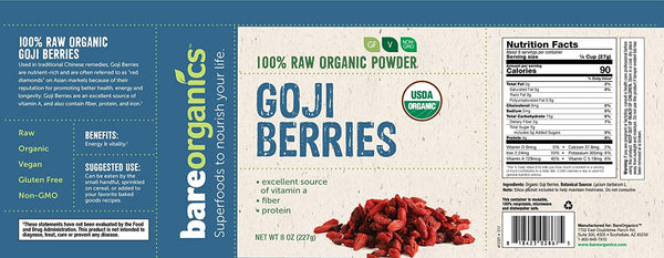 USA-Imported Organic Goji Berries (Sun-Dried) - 8oz - 227g