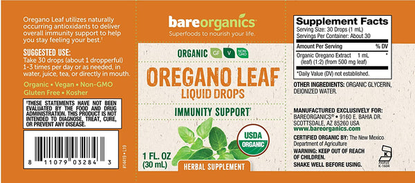 Organic Oregano (Immunity) Liquid Herbal Drops - 1 fl oz - 30ml
