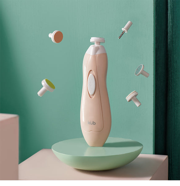 Electric nail grinder (with 5 grinder head and light) - Pink