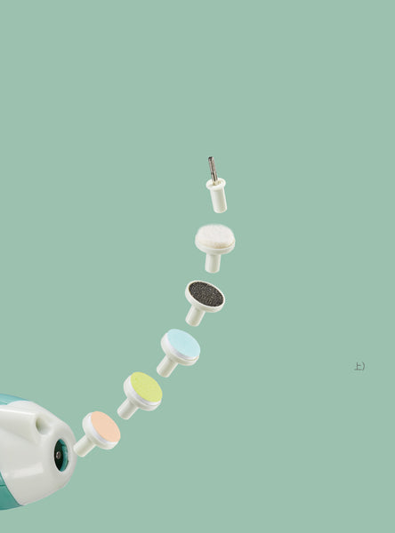 Electric nail grinder (with 5 grinder head and light) - Pink