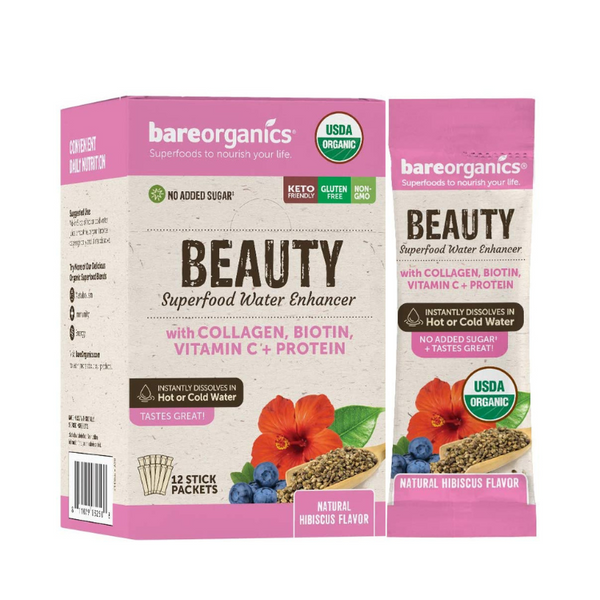 On-the-Go Organic Vegan BEAUTY Superfood Water Enhancer - 12 Sticks