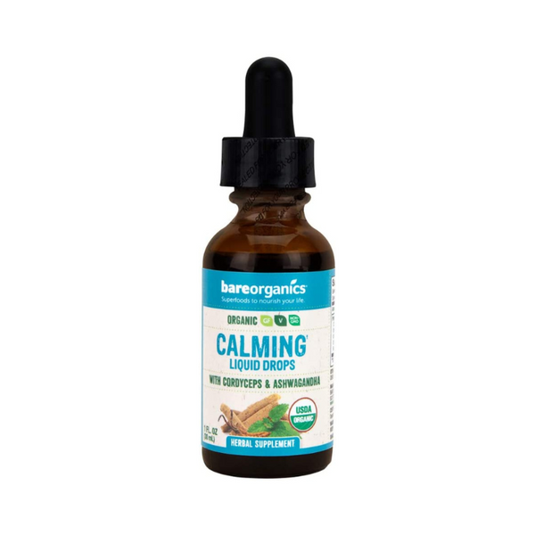 Organic Calming (Cordyceps & Ashwaganda) Liquid Herbal Drops - 1fl oz - 30ml
