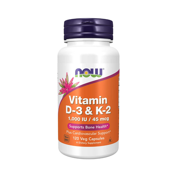 Vitamin D-3 & K-2 (1,000 IU / 45mcg) - 120 Veggie Capsules