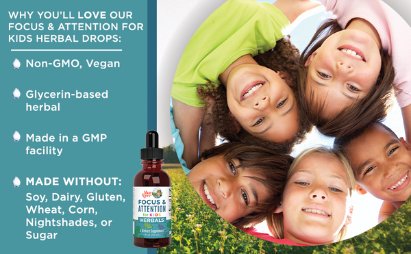 Focus & Attention VEGAN  Herbal Blend Drops for Kids (1oz)