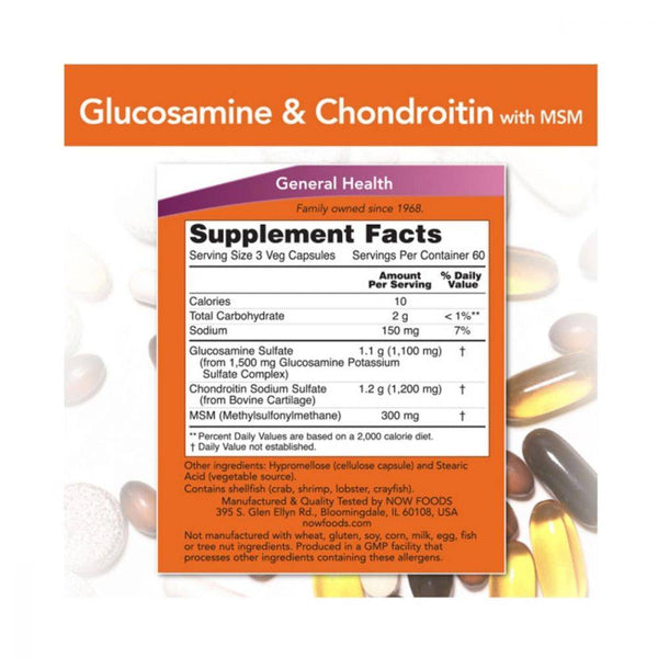 Glucosamine & Chondroitin Plus MSM for Joints - 180 Capsules