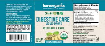Organic Digestive Care (Fennel & Ginger) Liquid Herbal Drops - 1 fl - oz 30ml