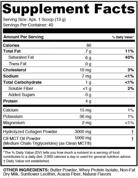 Grass Fed Keto Creamer w/ Collagen - Original -15 Servings