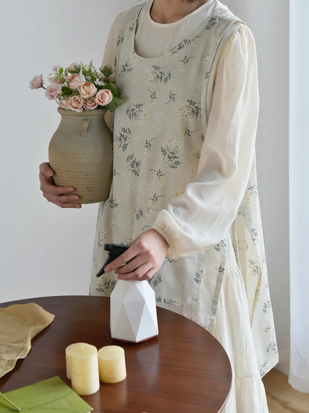 Waterproof Korean Mommy Apron (Printed Cream)