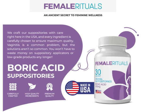 Female Rituals Vaginal Suppositories - Boric Acid - 30 count