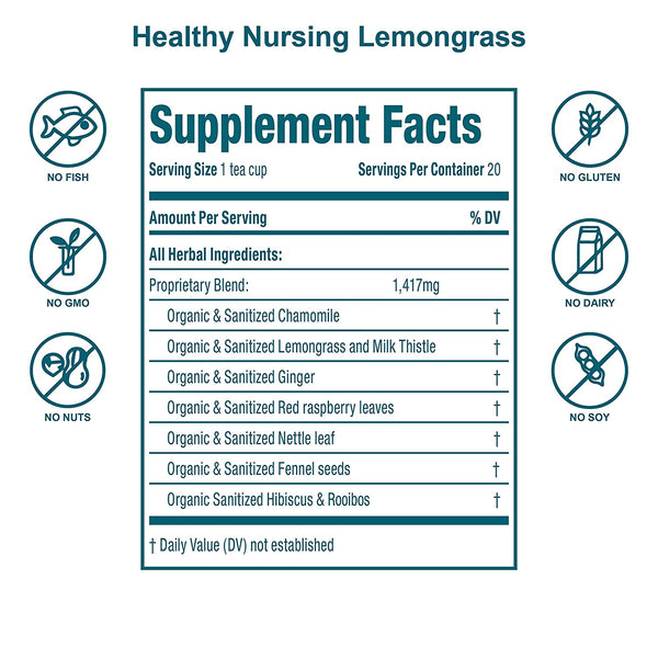 Healthy Nursing Lemongrass Lactation Tea - 20 Teabags