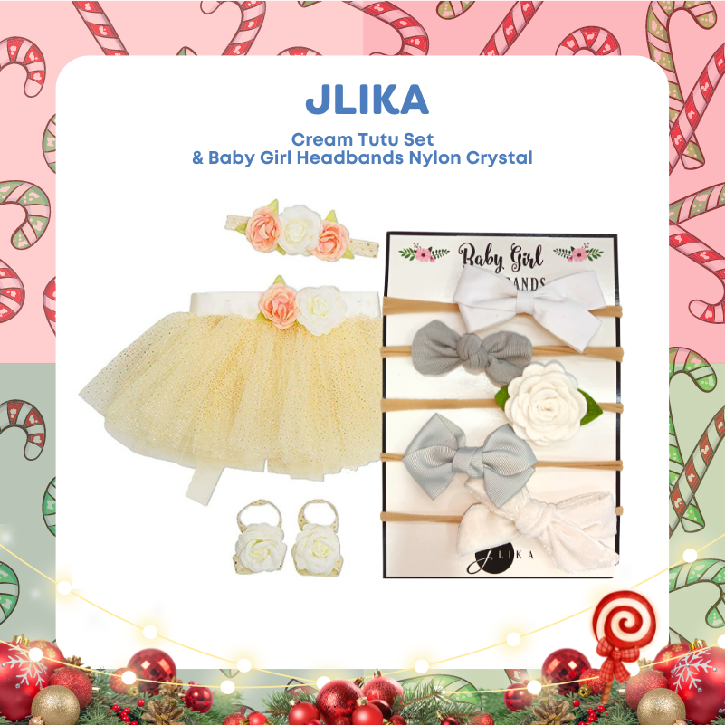 Cream Tutu Set + Baby Girl Headbands Nylon Cyrstal