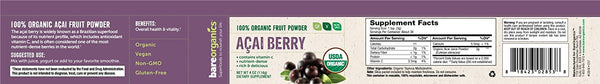 USA-Imported Raw Organic Acai Fruit Powder - 4oz - 114g