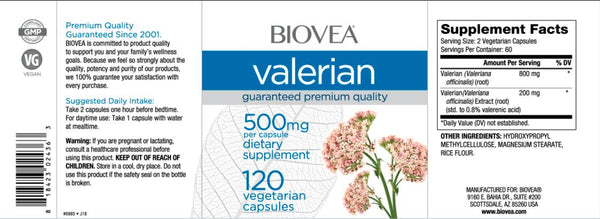 Valerian Root (500mg) -120 Capsules (For Sleep & Anxiety)