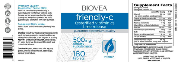 Friendly C Vitamin C Complex Sustained Release (500mg) -180 Tablets