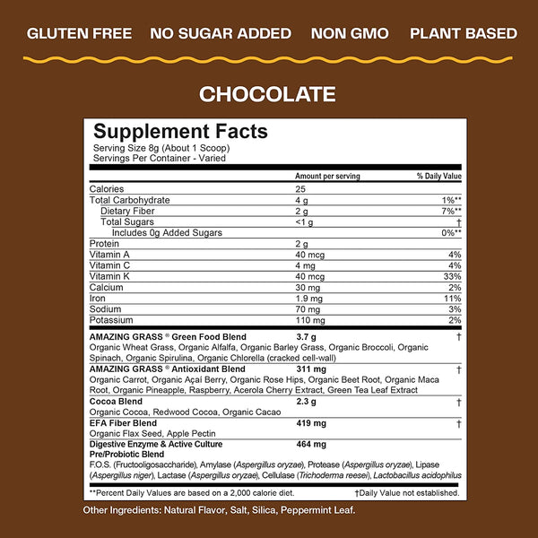 Green Superfood Powder Chocolate - 30 Servings