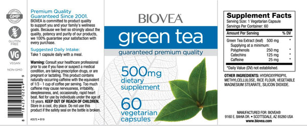 Green Tea Extract (500mg) - 60 Capsules