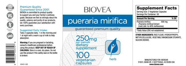 Pueraria Mirifica (250mg) -100 Capsules