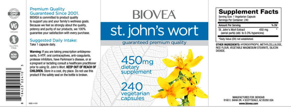 St. John's Wort (450mg) -240 Capsules (For Depression & Mood Disorders)