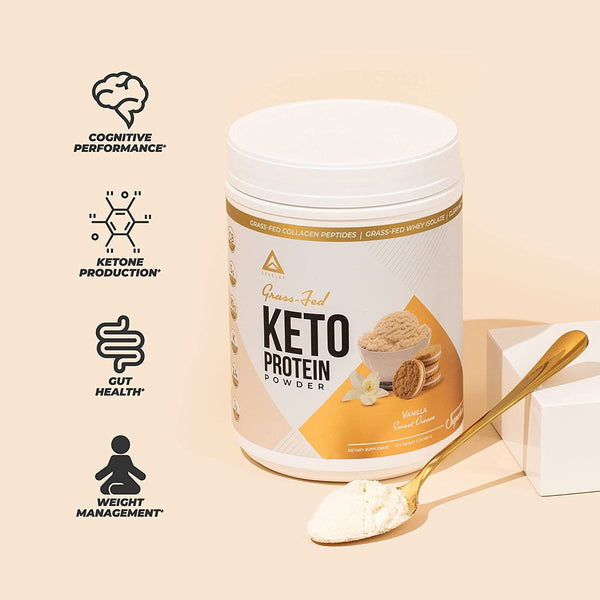 Grass Fed Keto Protein w/ Collagen - Vanilla Sweet Cream - 24 Servings