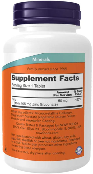 Zinc Gluconate for Immunity & Metabolism (50mg) - 250 Tablets