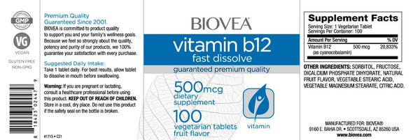 Vitamin B12 (500mg) -100 Fast Dissolve Tablets