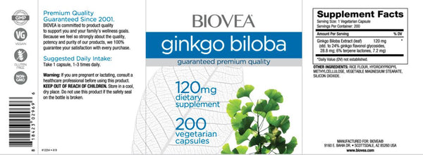 Ginkgo Biloba (120mg) - 200 Capsules