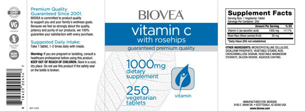 Vitamin C With Rosehips (1000mg) -250 Tablets