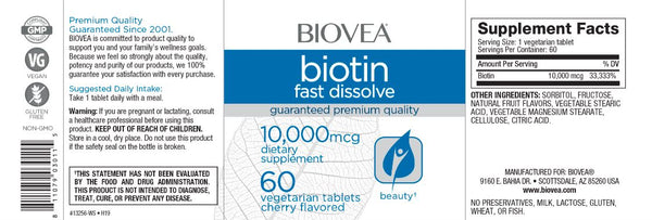 Biotin (10,000mcg) - 60 Fast Dissolve Tablets