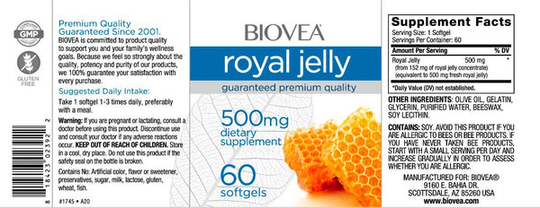 Royal Jelly (500mg) -60 Softgels (For Wound Healing & Anti Inflammation)