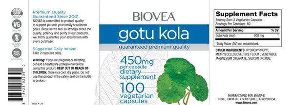 Gotu Kola (450mg) - 100 Capsules (For stress, Anxiety & Insomia)