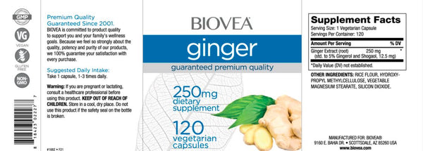 Ginger (250mg) - 120 Capsules