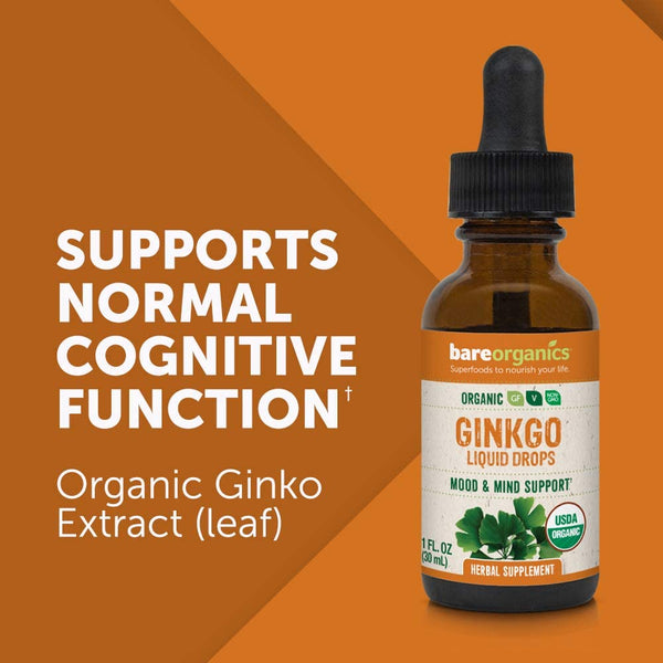 Organic Gingko (Mood & Mind) Liquid Herbal Drops - 1 fl oz - 30ml