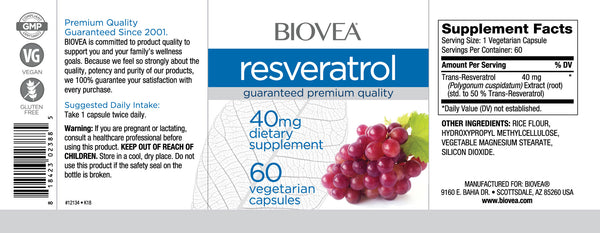 Trans Resveratrol (40mg) -60 Capsules